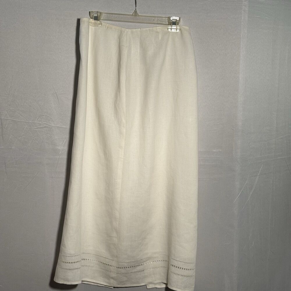 Talbots Irish Linen Skirt Women’s 12 Ivory Maxi A-Line 100% Linen Summer Resort